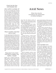 AAAI News - Association for the Advancement of Artificial Intelligence