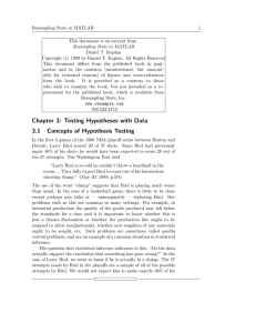 Chapter 3: Testing Hypotheses with Data 3.1 Concepts of