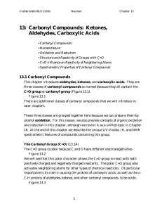 13: Carbonyl Compounds: Ketones, Aldehydes, Carboxylic Acids