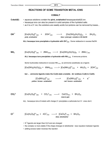 reactions of some transition metal ions