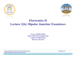 Electronics II Lecture 2(b): Bipolar Junction Transistors