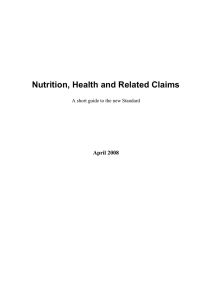 Nutrition, Health and Related Claims