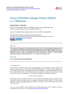Trace of Positive Integer Power of Real 2 × 2 Matrices
