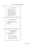 Nucleotide Functions Nucleic Acid Structure Nucleic Acid Sequence