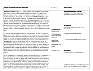 Text-Pericles Funeral Oration Vocabulary Questions Historical