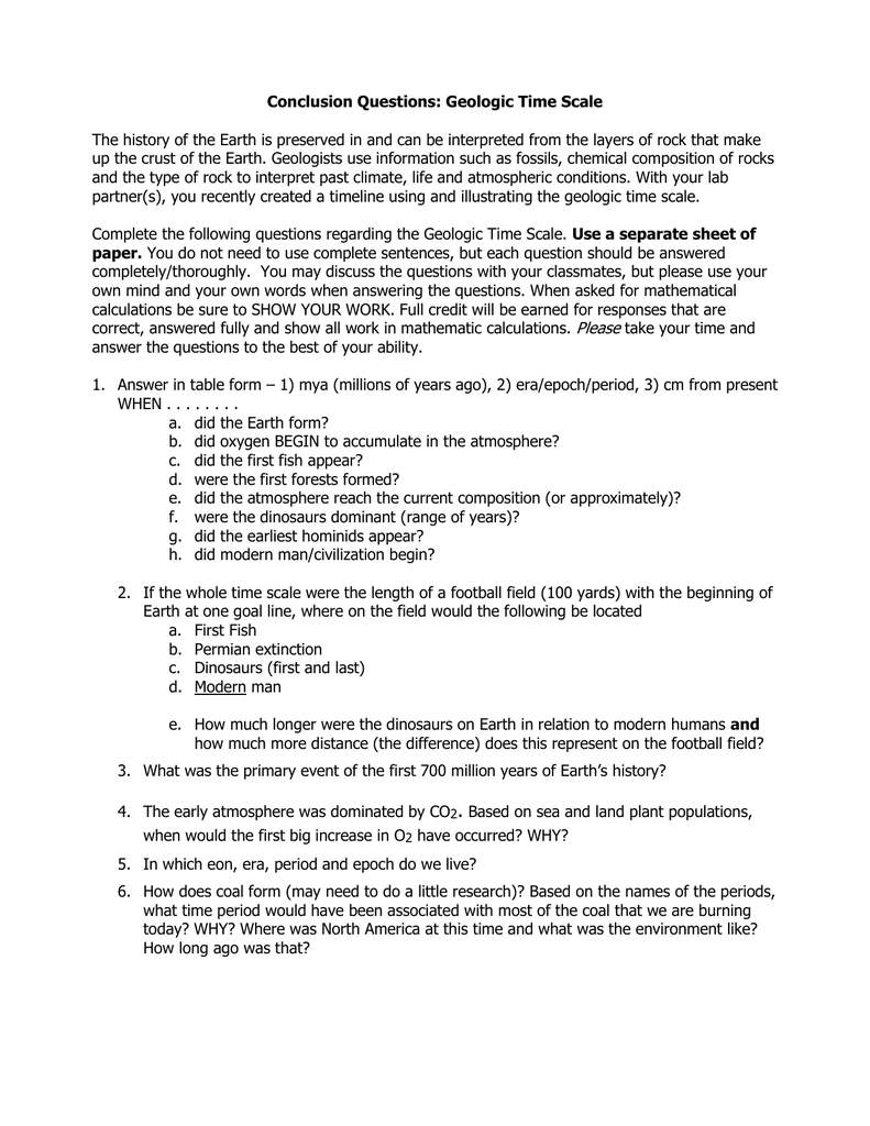 worksheet geological time scale worksheet conclusions geologic time scale - Geologic Time Scale Worksheet worksheet geological time scale worksheet conclusions geologic time scale - Geologic Time Scale Worksheet