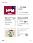 Characteristics of normal cell division Primary culture of normal cells