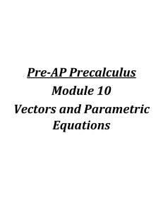 Selected Solutions Pre-AP Precalculus Module 10