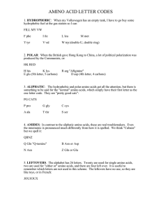amino acid letter codes