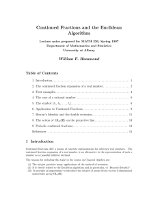 Continued Fractions and the Euclidean Algorithm