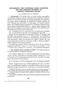 separability, the countable chain condition and the lindelof property