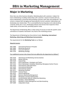 BBA in Marketing Management Major in Marketing