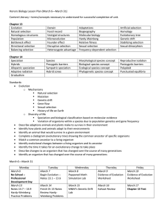 Honors Biology Lesson Plan (March 6—March 31) Content Literacy