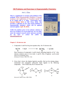 100 Problems and Exercises in Organometallic Chemistry Anil J. Elias
