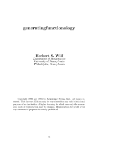 generatingfunctionology - Penn Math