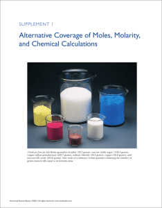 Alternative Coverage of moles, molarity, and Chemical Calculations