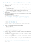 Learning Objectives Chapter 3: Distributions of random variables