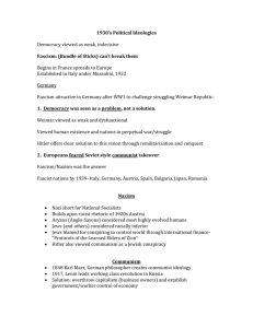 1930`s Political Ideologies Democracy viewed as weak, indecisive