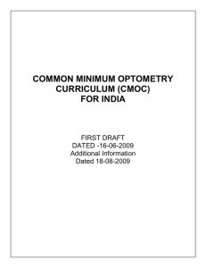 common minimum optometry curriculum for india