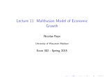 Lecture 11: Malthusian Model of Economic Growth