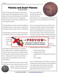Planets and Dwarf Planets - Super Teacher Worksheets