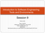 Introduction to Software Engineering: Tools and Environments