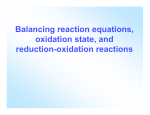 Balancing reaction equations, oxidation state, and reduction
