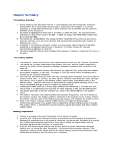 Chapter Summary The Auditory Stimulus Sound waves can be