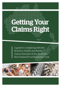 Getting Your Claims Right - Food Standards Australia New Zealand