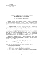 Continuous mappings with an infinite number of topologically critical