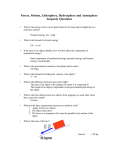 Forces, Motion, Lithosphere, Hydrosphere and Atmosphere