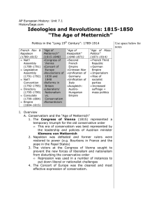 Ideologies and Revolutions: 1815-1850 “The Age
