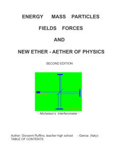 energy mass particles fields forces and new ether