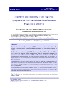 Sensitivity and Specificity of Self-Reported Symptoms for Exercise