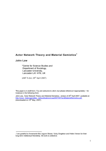 Actor Network Theory and Material Semiotics