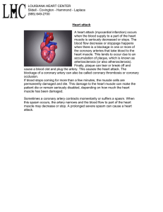 Heart attack A heart attack (myocardial infarction) occurs when the
