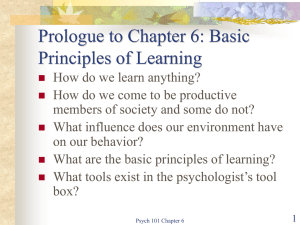 Prologue to Chapter 5: Basic Principles of Learning
