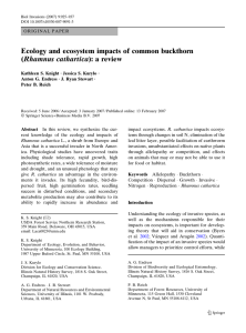 Ecology and ecosystem impacts of common buckthorn (Rhamnus