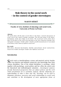 Role theory in the social work – in the context of gender stereotypes