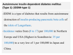 Autoimmune Insulin-dependent diabetes mellitus (Type 1): (IDDM