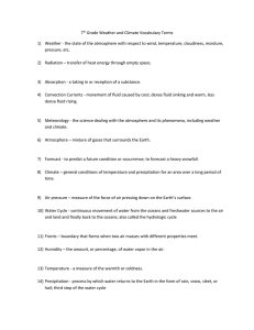 7th Grade Weather and Climate Vocabulary Terms Weather