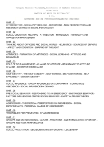 UNIT - 01 INTRODUCTION - SOCIAL PSYCHOLOGY