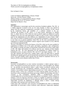 The choice of IOL for implantation in children