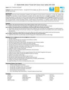 J.T. Reddick Middle School 6th Grade Earth Science Course