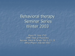 Behavior Modification Seminar Series Winter 2003
