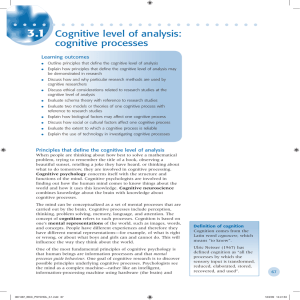 Cognitive level of analysis: cognitive processes