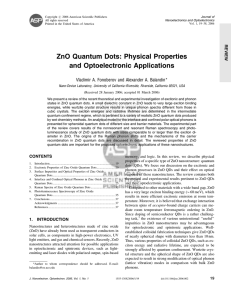 ZnO Quantum Dots: Physical Properties and Optoelectronic