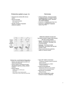 Endocrine system (chapter 18) Hormones