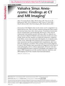 Valsalva Sinus Aneurysms: Findings at CT and MR Imaging