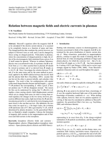 Relation between magnetic fields and electric currents in plasmas